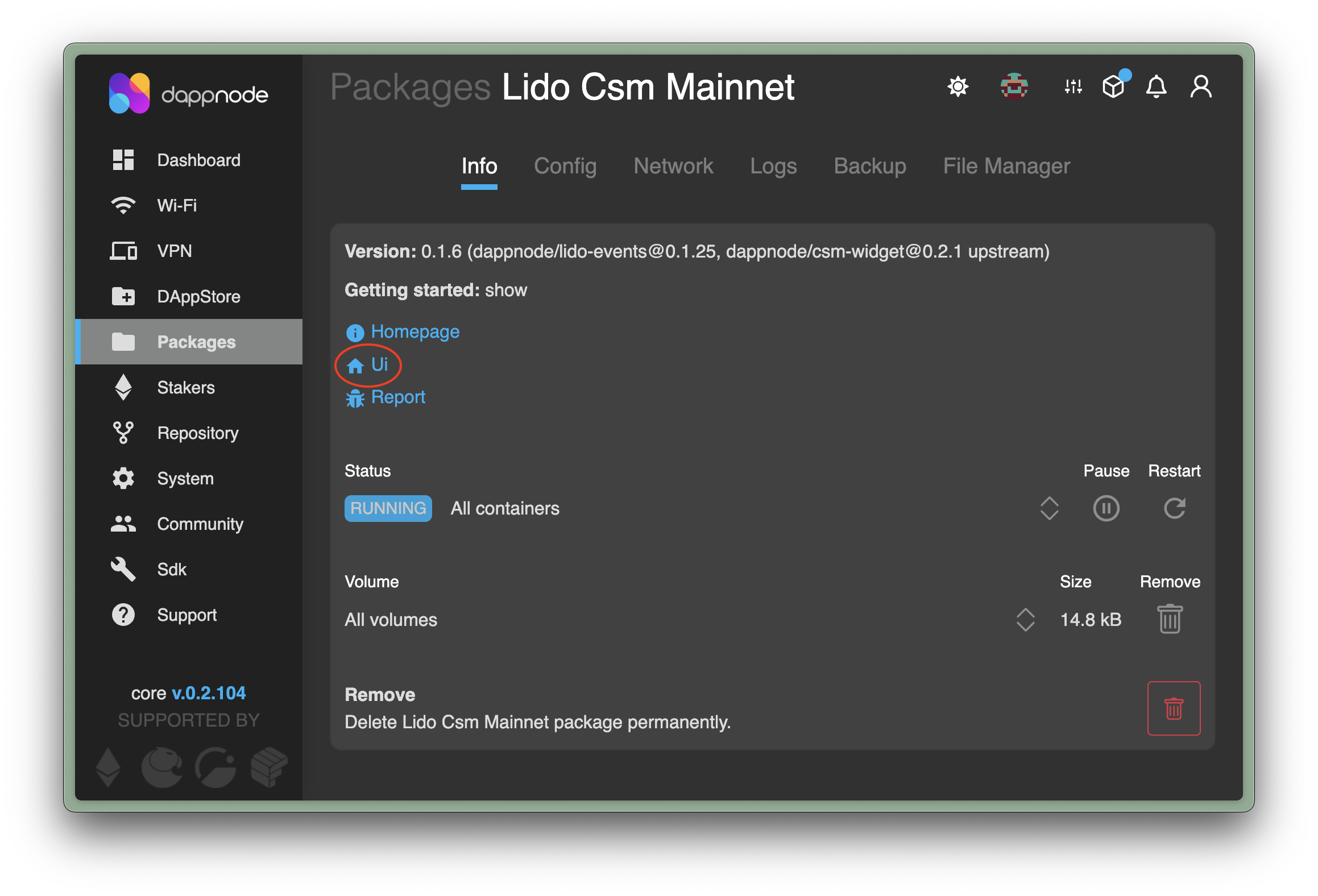 Lido CSM package UI