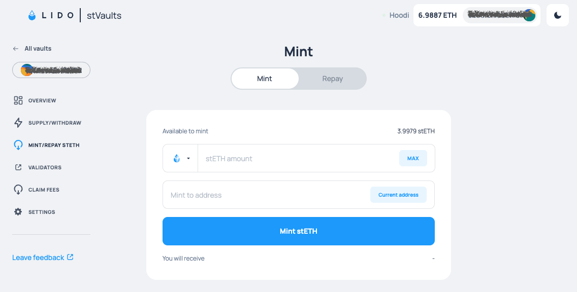 Mint and Repay