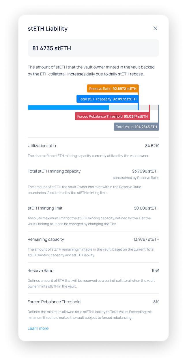 stVaults UI: stETH Liability