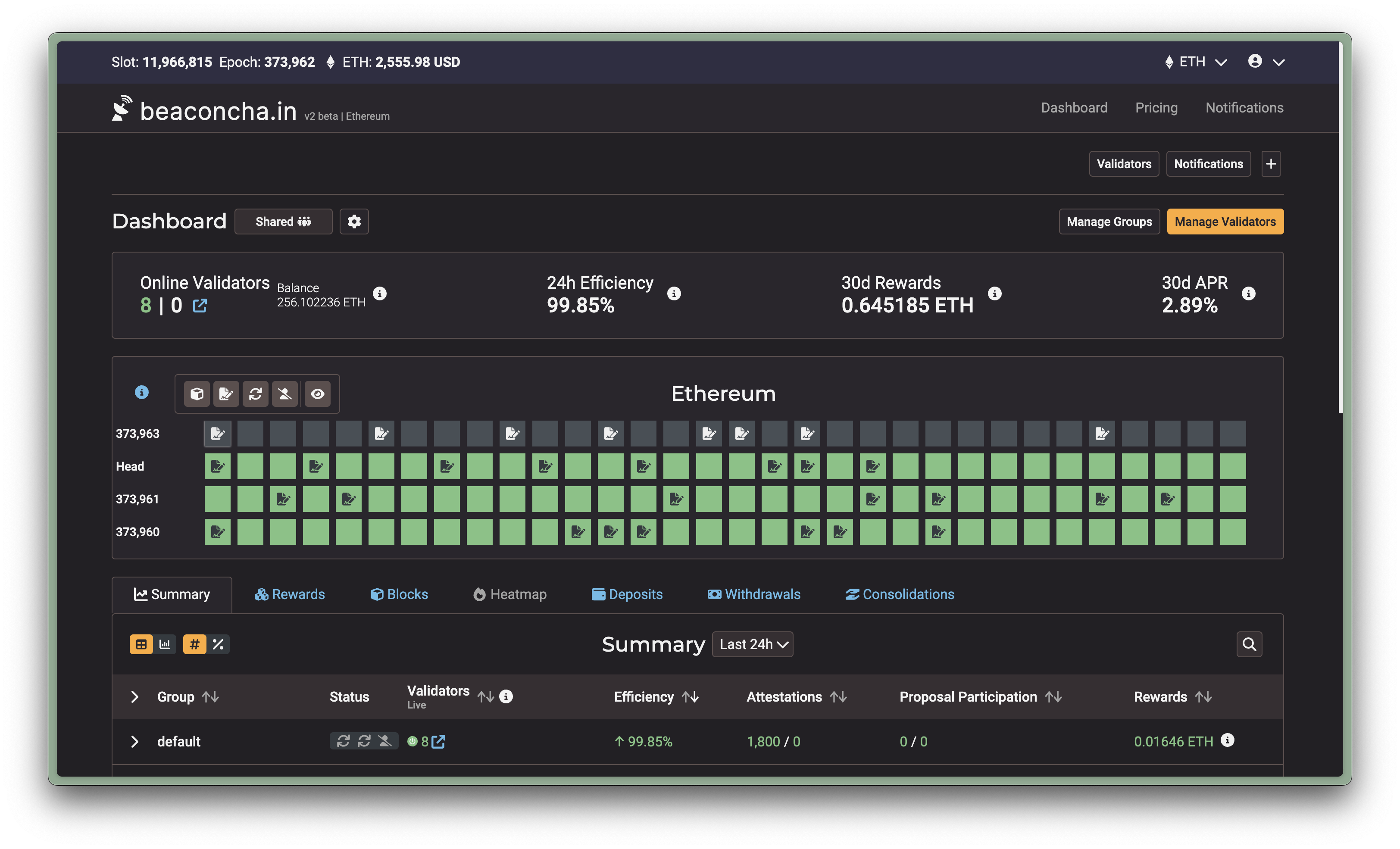 beaconcha.in v2 Dashboard