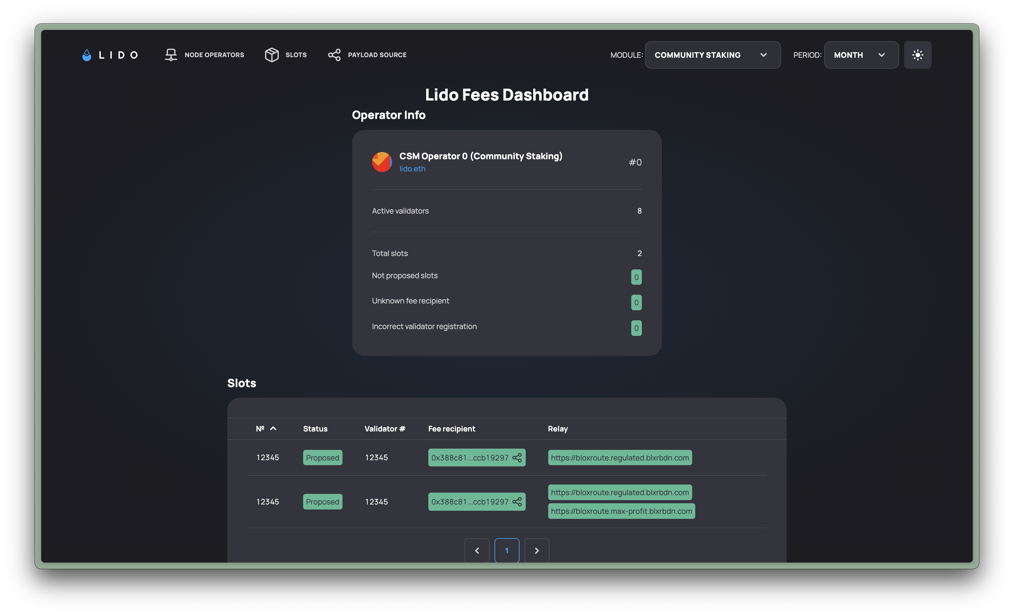Lido Fees Monitoring