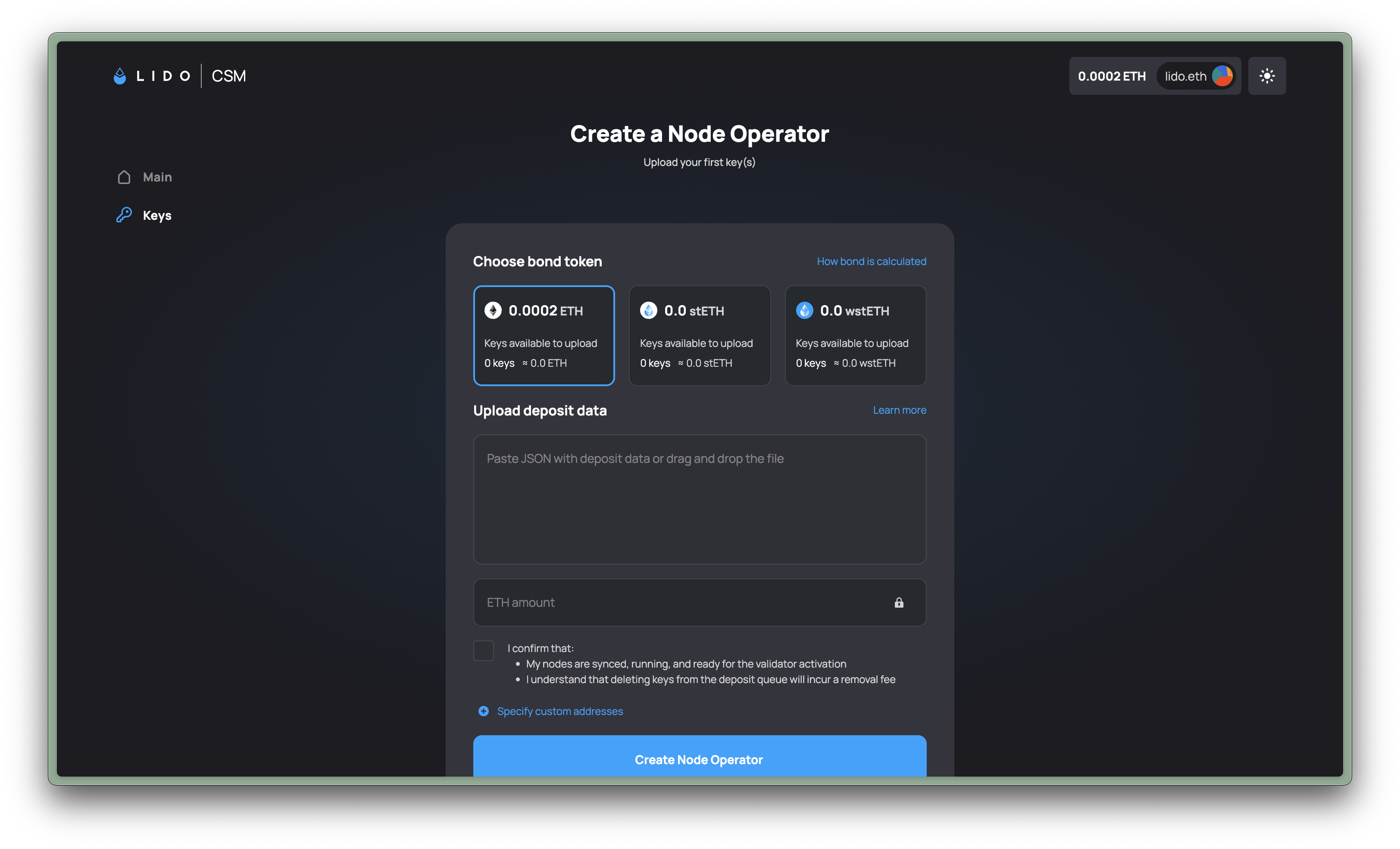 Upload keys