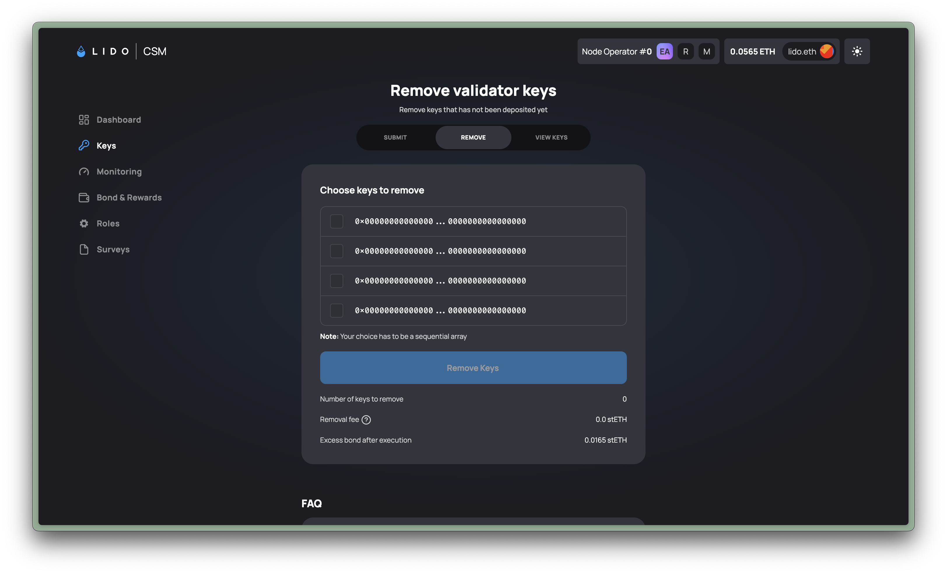 Remove keys