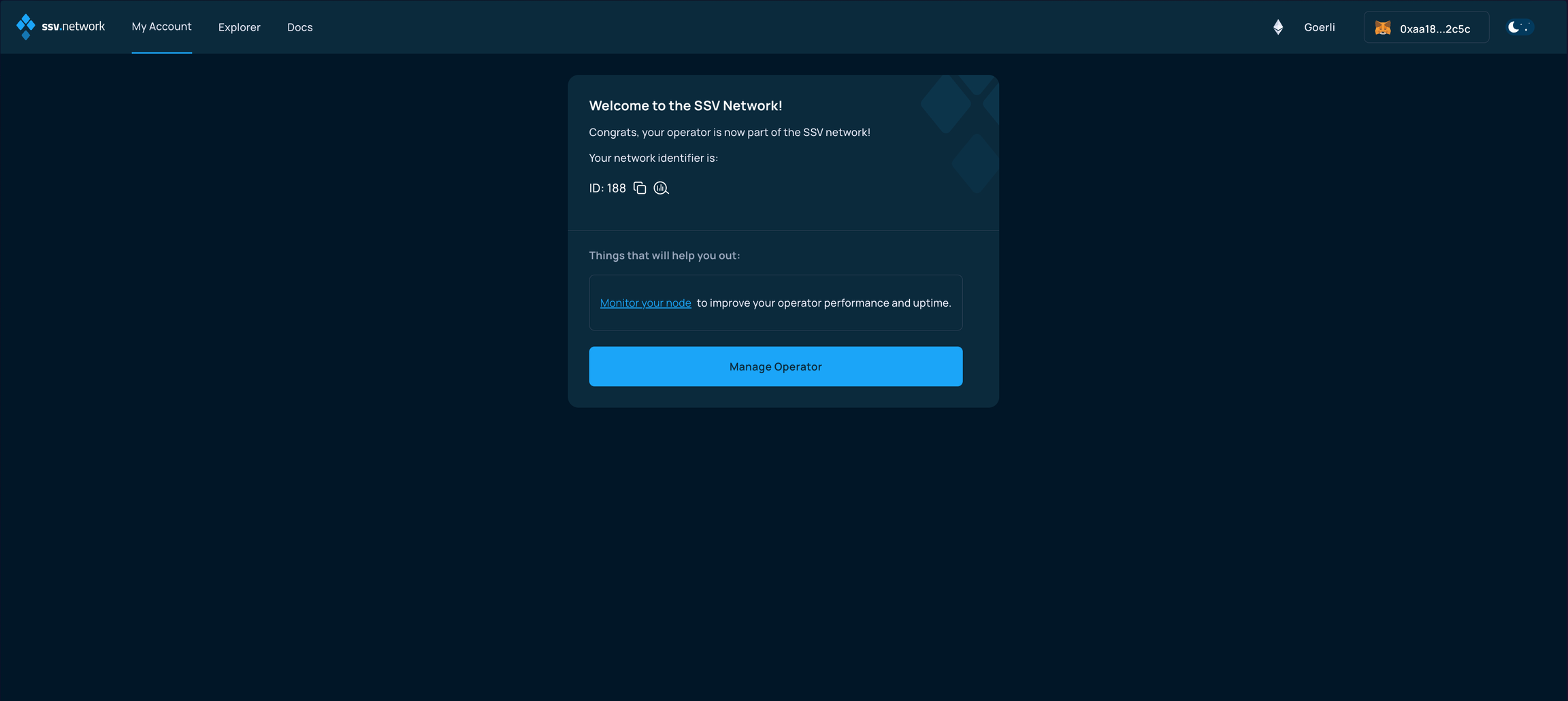 Confirming the Operator Registration