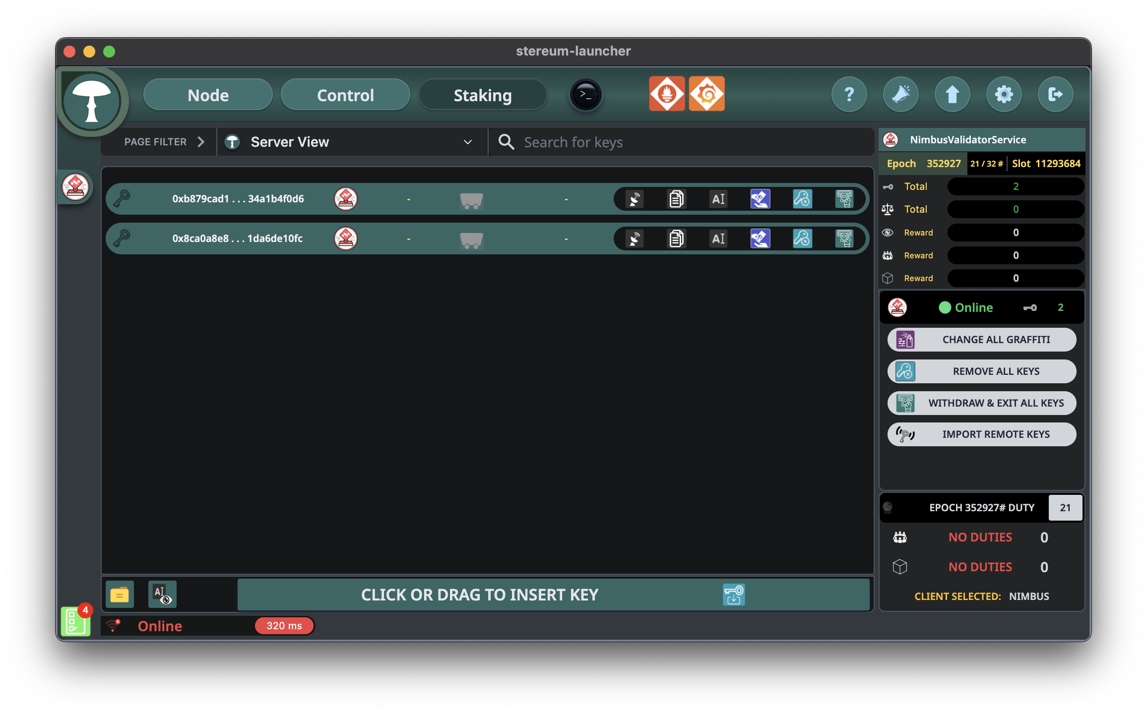 Staking Tab Import View