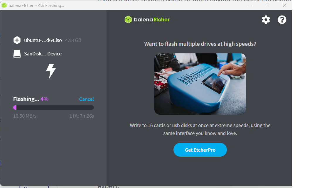 Etcher - Flashing in Progress