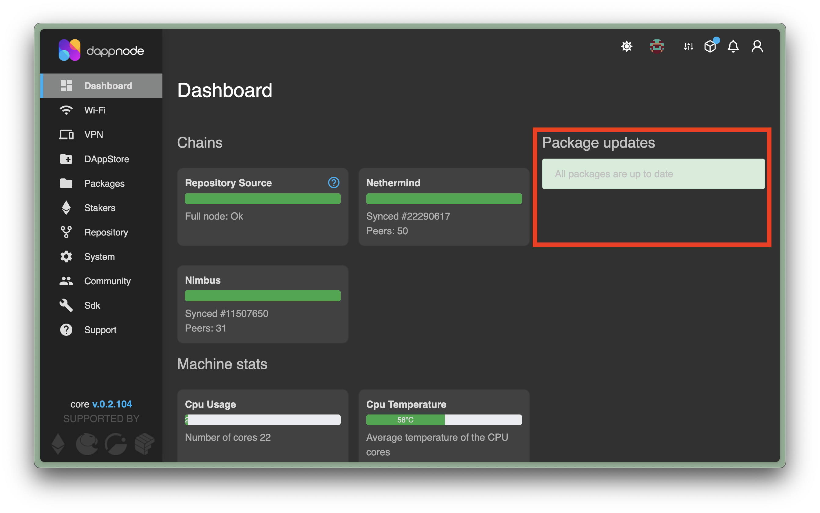 Dappnode Update Button